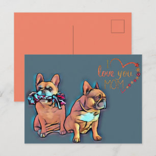 Postkarte französische Bulldogge Muttertag Postcard