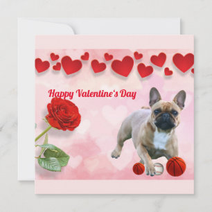 Postkarte französische Bulldogge Valentine‘s Day Invitation