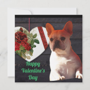 Postkarte französische Bulldogge Valentine‘s Day Invitation