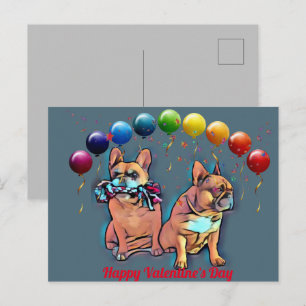 Postkarte französische Bulldogge Valentine‘s Day Postcard