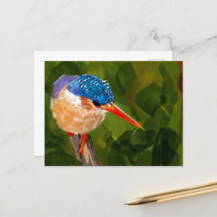 Postkarte mit handgemaltem Eisvogel Postcard