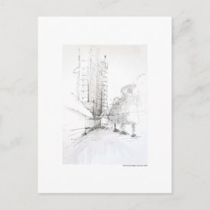 Postkarte Zeichnung Bleistift Hannover Landschaft Postcard
