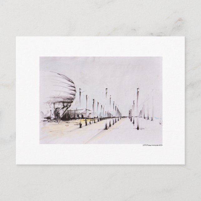 Postkarte Zeichnung Bleistift Hannover Landschaft Postcard (Front)