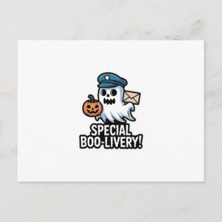Postman Boo – Spooky Cute Halloween Ghost Delivery Invitation Postcard