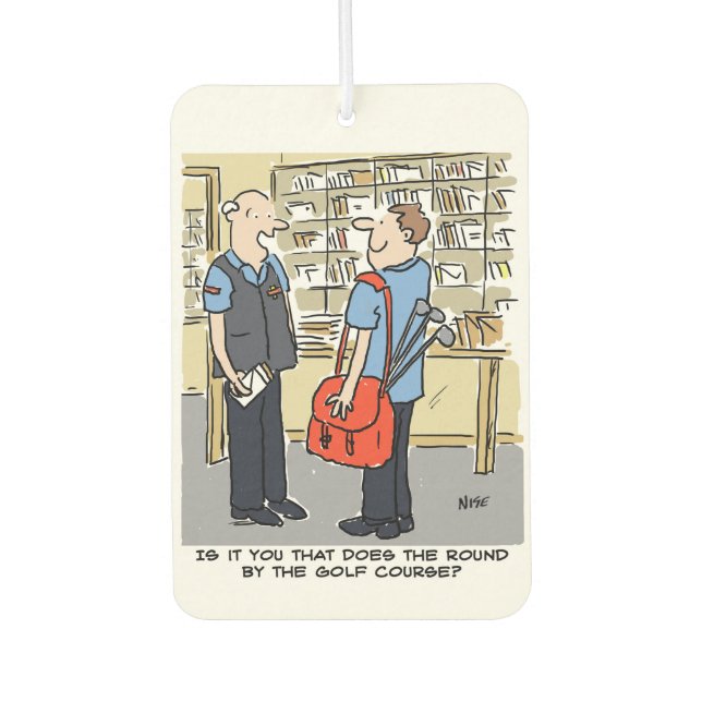 Postman Has Round Near Golf Course Car Air Freshener (Front)