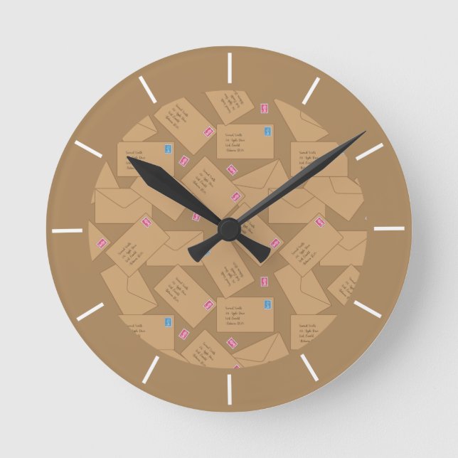 Postman Mail Carrier and Postal Worker Office Round Clock (Front)