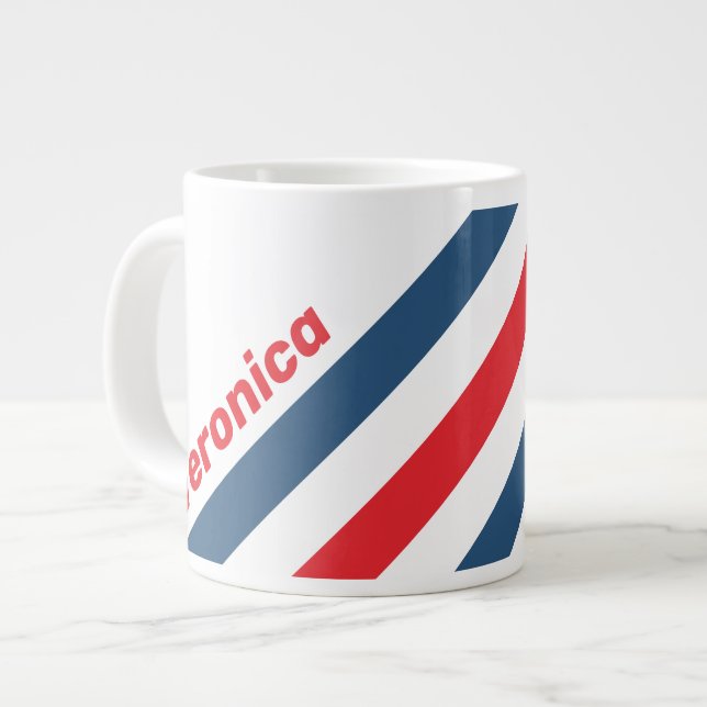 Postman Nostalgic Stripes with Name Large Coffee Mug (Front Left)