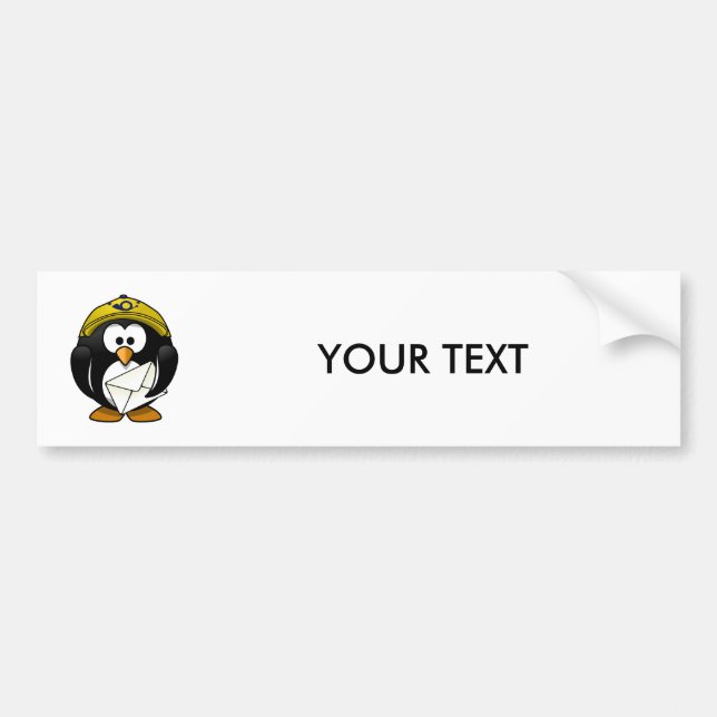Postman Penguin Bird Cartoon Bumper Sticker (Front)