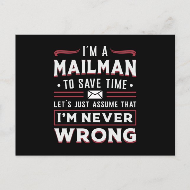 Postman Post Mail Mailman Day Delivery Gift Idea Postcard (Front)