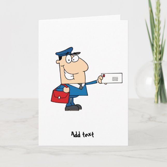 Postman postal worker cartoon mascot personalised card (Front)