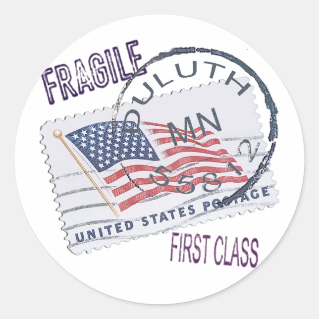 Postmark Duluth 55812 Classic Round Sticker (Front)