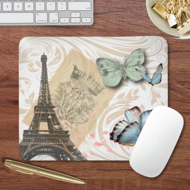 postmark scripts butterfly Paris Effiel Tower Mouse Pad (postmark scripts butterfly Paris Effiel Tower Mouse Pad)