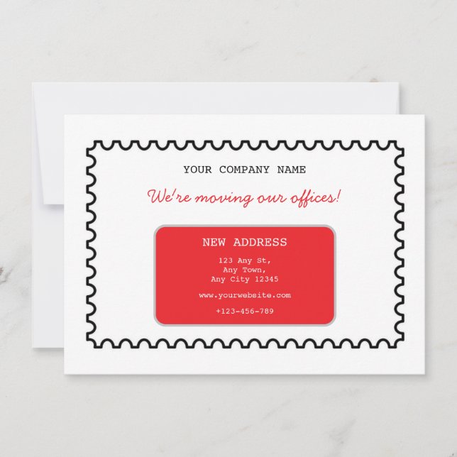 Postmark-Style Business Relocation Announcement (Front)
