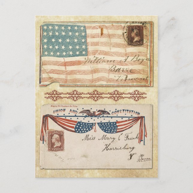 Postmarked Civil War Envelopes with the U.S. Flag Postcard (Front)