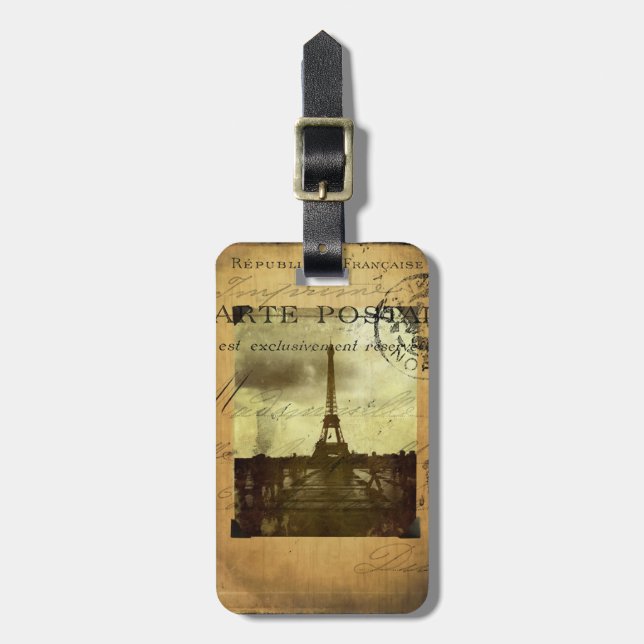 Postmarked Paris Luggage Tag (Front Vertical)