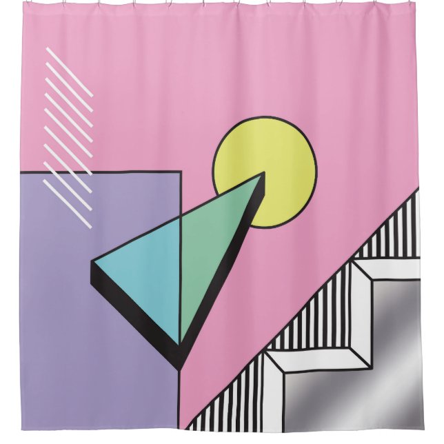 Postmodern Geometric: Abstract Composition Shower Curtain (Front)