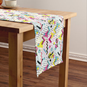 Postmodern Memphis Style Pattern Medium Table Runner