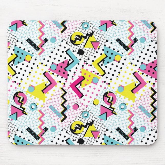 Postmodern Memphis Style Pattern Mouse Pad (Front)