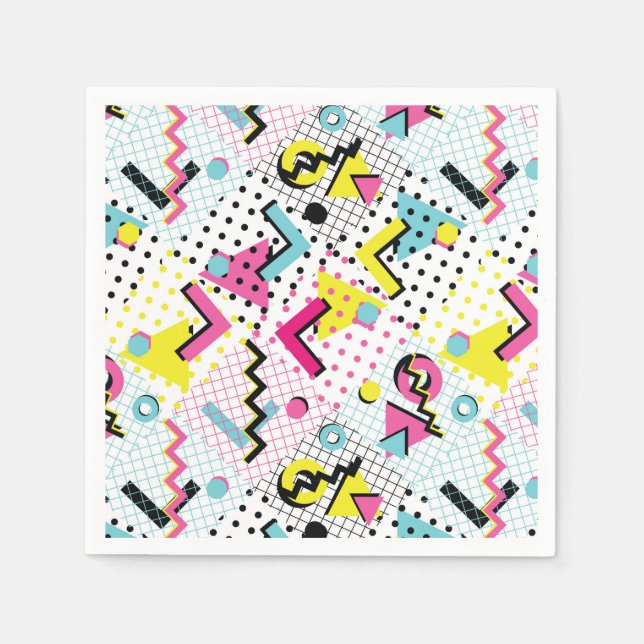 Postmodern Memphis Style Pattern Napkin (Front)