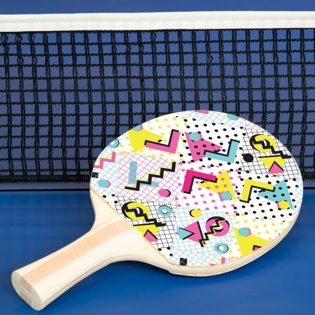 Postmodern Memphis Style Pattern Ping Pong Paddle (Insitu)