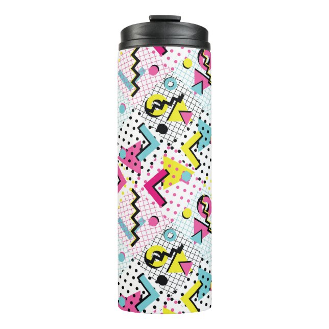 Postmodern Memphis Style Pattern Thermal Tumbler (Front)