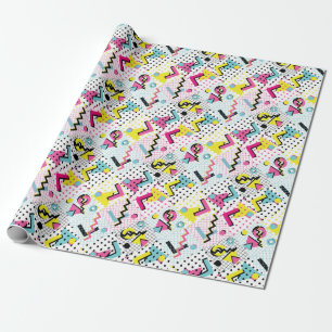 Postmodern Memphis Style Pattern Wrapping Paper