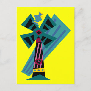 Postmodern Palm Bird Sans Background Postcard