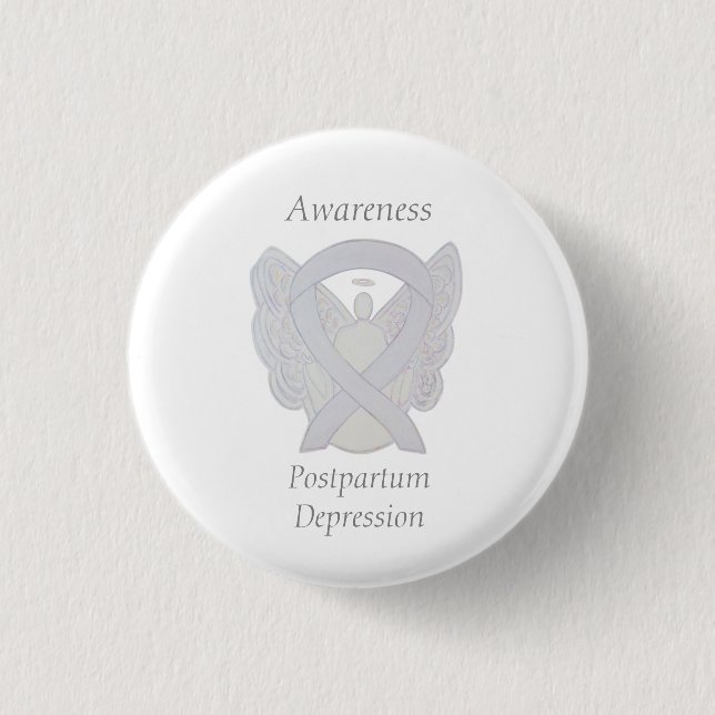 Postpartum Depression Awareness Angel Ribbon Pin (Front)