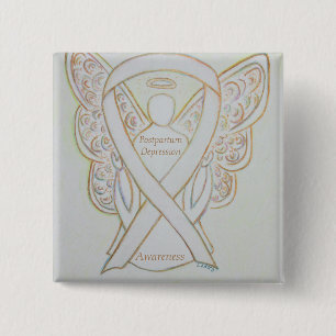 Postpartum Depression Awareness Angel Ribbon Pin