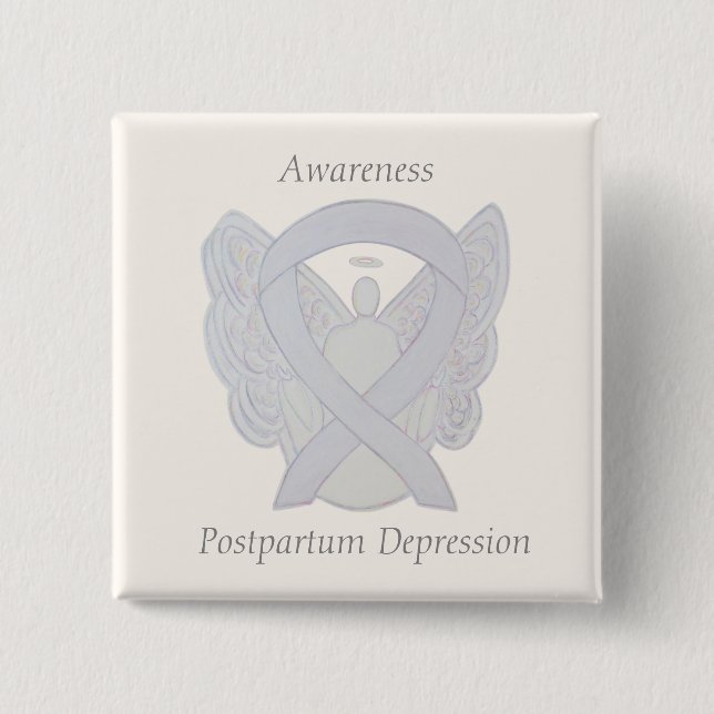Postpartum Depression Awareness Angel Ribbon Pin (Front)