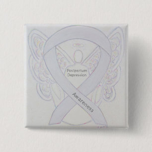 Postpartum Depression Awareness Angel Ribbon Pin