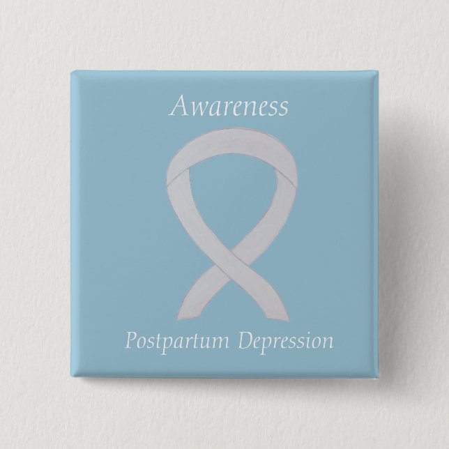 Postpartum Depression Awareness Custom Ribbon Pin (Front)