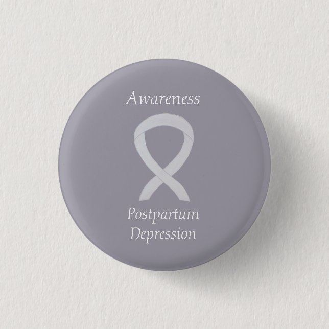 Postpartum Depression Awareness Custom Ribbon Pin (Front)