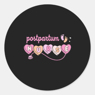 Postpartum nurse valentines day mother baby rn classic round sticker