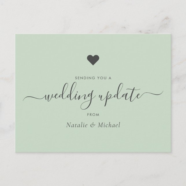Postpone Wedding Update Elegant Script Greenery Postcard (Front)