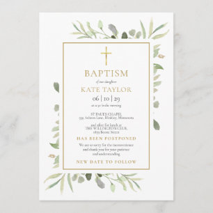 Postponed Announcement Floral Baptism Christening