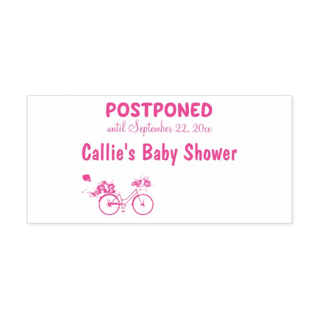 POSTPONED Baby Shower Event Custom Date Bike Self-inking Stamp (Design)