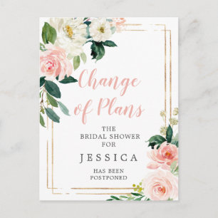 Postponed Bridal Shower Announcement Postcard