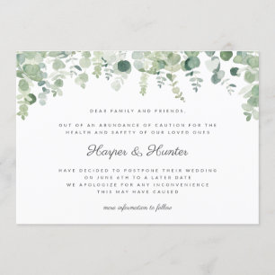 Postponed Change of Date Eucalyptus Wedding Invitation