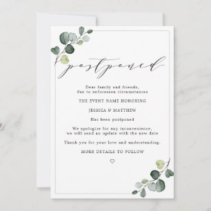 Postponed Change of Plans Eucalyptus Wedding Announcement