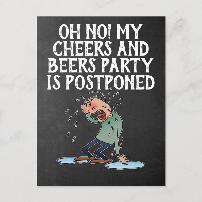 Postponed Cheers And Beers Party Cancellation Postcard (Front)