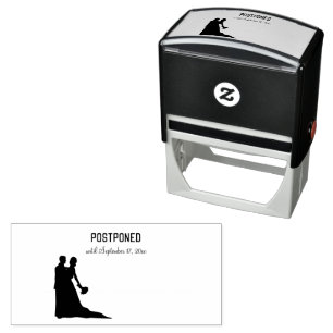POSTPONED Dancing Wedding Couple w Reschedule Date Self-inking Stamp