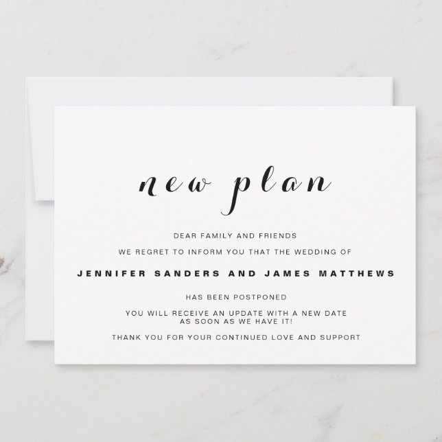 Postponed Wedding Announcement (Front)