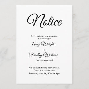 Postponed Wedding Announcement Elegant Notice