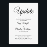 Postponed Wedding Announcement Elegant Update<br><div class="desc">Here's a simple card to notify your guests if it's become necessary to change your wedding date. Use the template fields to add your personal details and make this elegant, minimalist design your own. The white background can be changed to any colour you prefer. All fonts and colours are also...</div>