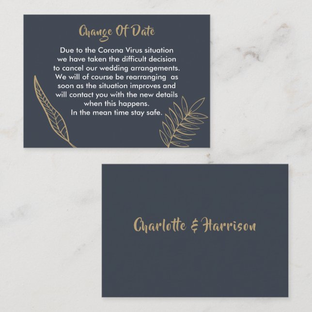 Postponed Wedding Change Of Date Announcement (Front/Back)