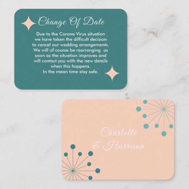 Postponed Wedding Change Of Date Announcement (Front/Back)