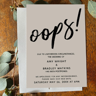 Postponed Wedding Cream "Oops!" Announcement