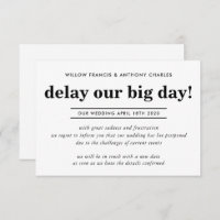 POSTPONED WEDDING delay our big day simple info