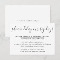 POSTPONED WEDDING delay our big day simple info